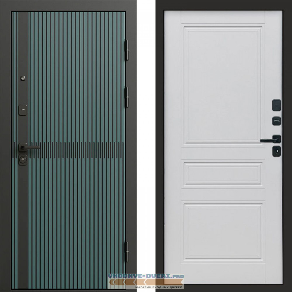 Входная дверь ГРАУНД Velutto Verde Бетон Классика Белый матовый